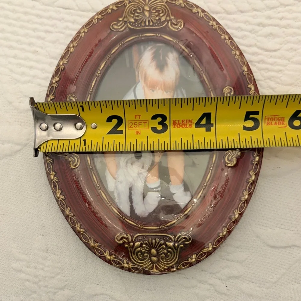 Vintage Hermitage Pottery Oval Burgundy Frame & Ornate Cream Gold Frame Set 2pc